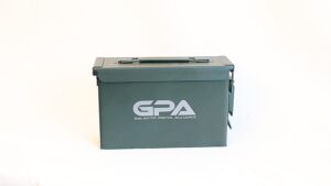 Metal ammo can with GPA logo 11"L X 4"W X 7"H